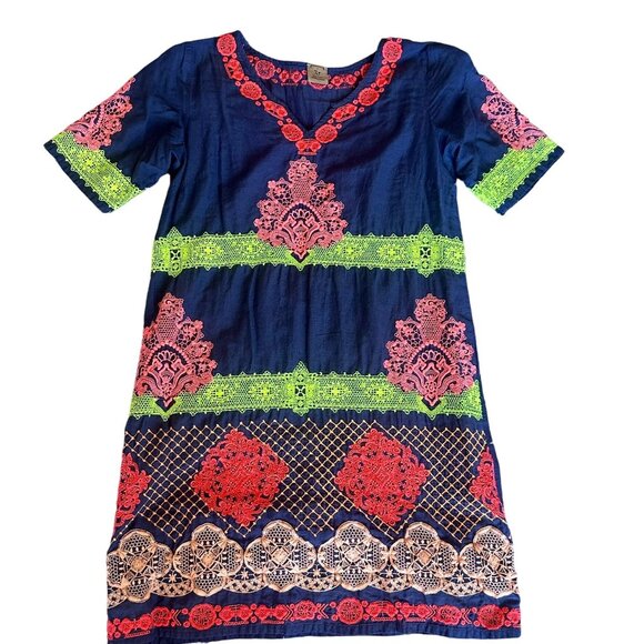 Boho Colorful Summer Dress V-Neck Resort Wear Size Medium - Picture 4 of 9